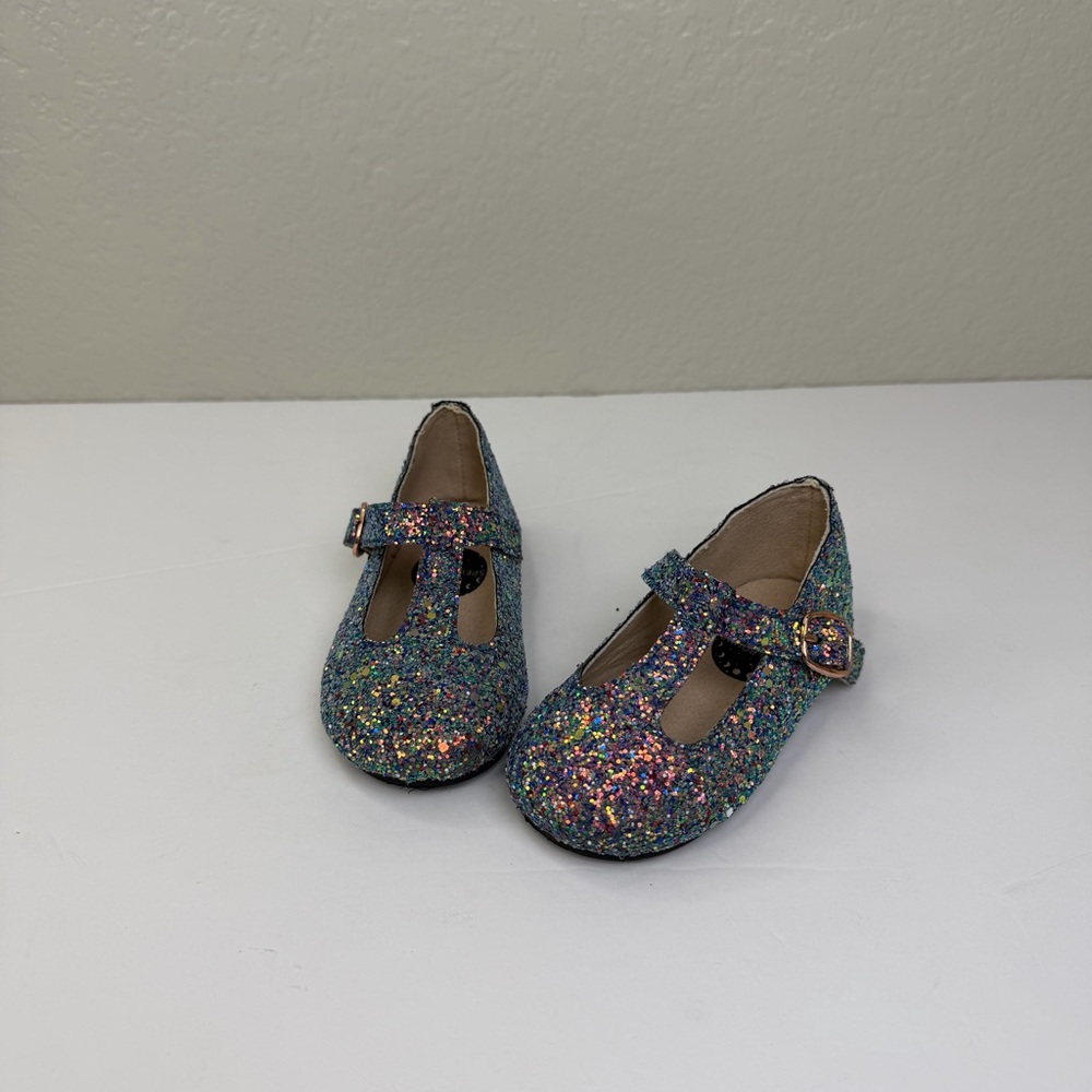 Spellbound Soles Toddler Glittery Mary Jane T-Strap Flats Shoes Size 5